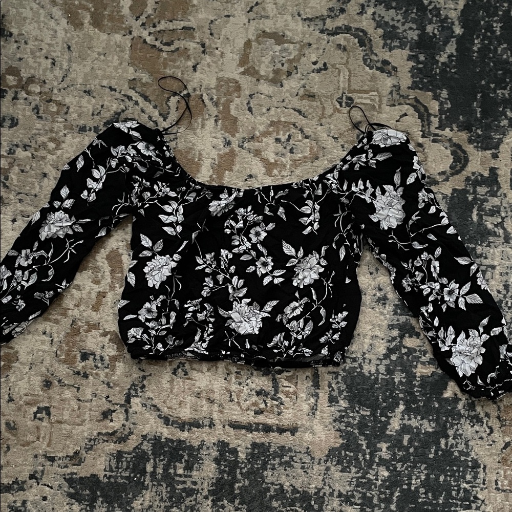 Miami Black and White Floral Blouse
